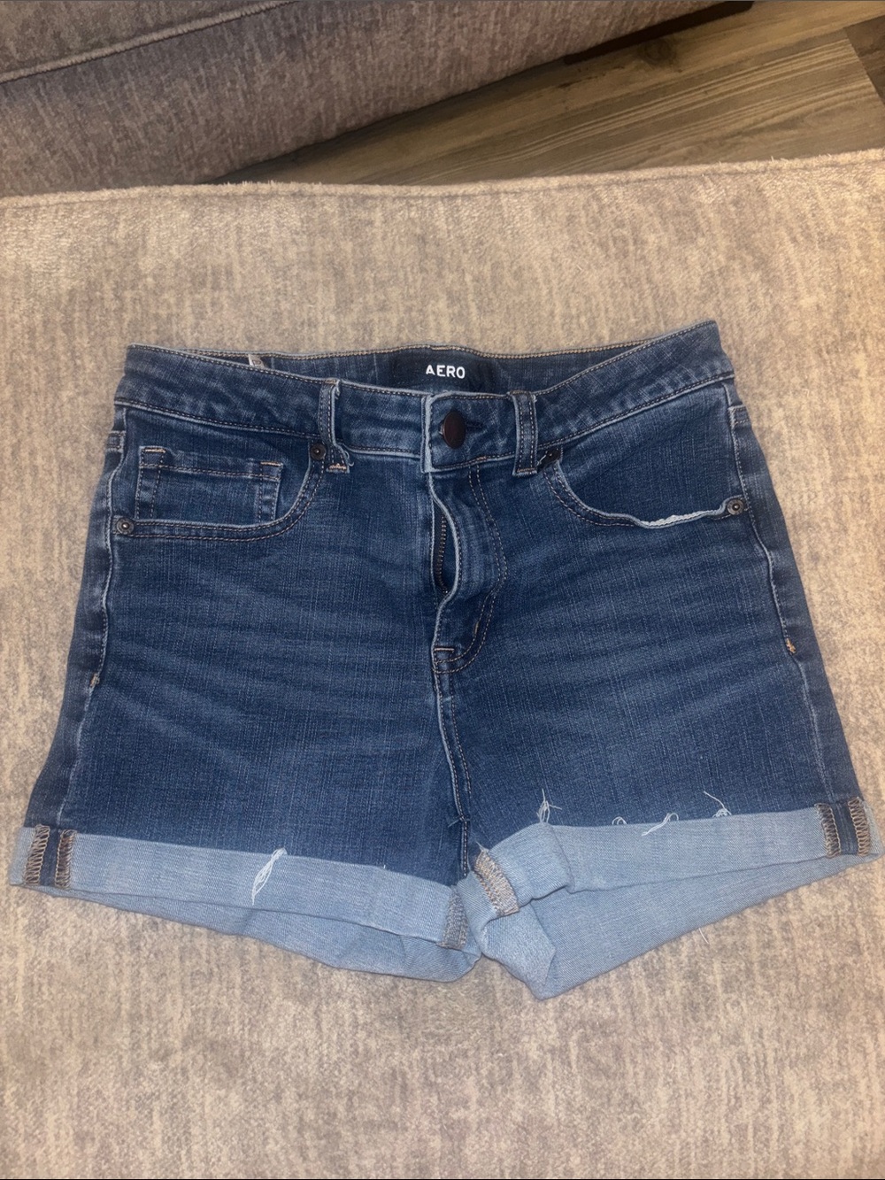 Women's Dark Blue Denim Roll-Cuff Shorts